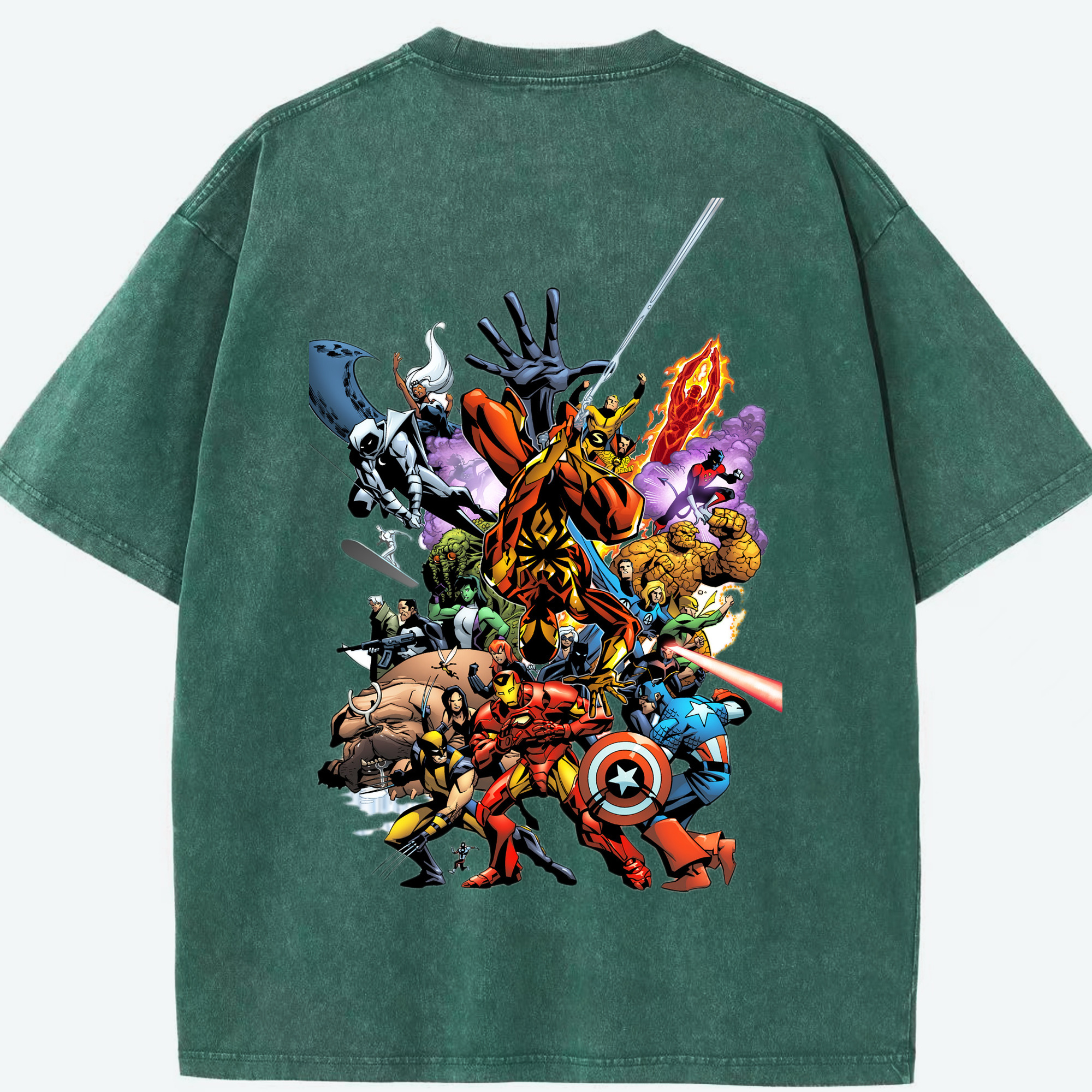 （画像用） アベンジャーズ The Avengers 綿100% ヴィンテージ風 半袖Tシャツ（背面プリント）